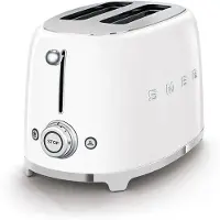 Smeg Edelstahl Toaster 2 Scheiben 6 Modi, Hochglanz, Auftaufunkton, 2 kurze Schlitze, für 2 Scheiben, 950,00 W, Auftauen, Rösten, Stopp - Weiß
