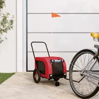 vidaXL Cloris Designermöbel Fahrradanhänger Hunde Rot und Schwarz Oxford-Gewebe & Eisen 2024 Neu