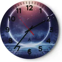 ARTTOR Wanduhr - Rund - Glasuhr - Fantasie Ring Kosmos - 40x40cm - Schleichendes Uhrwerk - Lautlos - zum Aufhängen bereit - Dekoration Modern - Wanddekoration aus Glas - C4AR40x40-4664