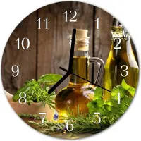 Tulup Glasuhr Wanduhr Küchenuhr Echt-Glas 30fi cm Öl braun
