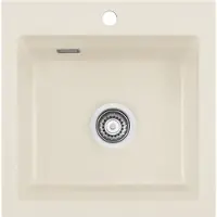 SYSTEMCERAM KeraDomo Spüle KARA 51 in JASMIN mit Handbetätigung / ab Schrankbreite 50 cm / Einbauspüle