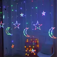 ROSNEK 3m LED Stern Mond Lichterkette Lichtervorhang Batteriebetrieben Innen Party Weihnachten Deko, Bunt