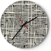 ARTTOR Wanduhr - Rund - Glasuhr - Textur Muster Stück - 40x40cm - Schleichendes Uhrwerk - Lautlos - zum Aufhängen bereit - Dekoration Modern - Wanddekoration aus Glas - C3AR40x40-4926