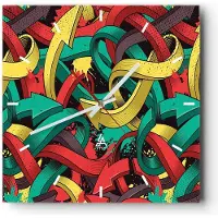 ARTTOR Wanduhr - Quadrat - Glasuhr - Abstraktion modern - 30x30cm - Schleichendes Uhrwerk - Lautlos - zum Aufhängen bereit - Dekoration Modern - Wanddekoration aus Glas - C3AC30x30-3505