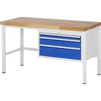 RAU Werkbank mit 3 XL Schubladen - Teilauszug - 60:1 / 120:1 / 180:1 - 840 x 1.500 x 700 mm (HxBxT) - Traglast 1.250 kg - Buche