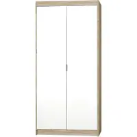 Masseno Drehtürenschrank ELENORA 90 cm Kleiderschrank Schlafzimmer Schrank 2-türig mit Spiegel Sonoma Eiche