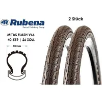 Rubena 2 Stück 26 Zoll Fahrrad Reifen MITAS Flash V66 City Bike Reflex 40-559 Pannenschutz Braun