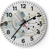ARTTOR Wanduhr - Rund - Glasuhr - Modern Abstraktion Flecken - 40x40cm - Schleichendes Uhrwerk - Lautlos - zum Aufhängen bereit - Dekoration Modern - Wanddekoration aus Glas - C4AR40x40-4782