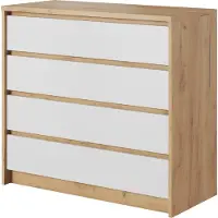 Masseno Kommode CELEO 93 cm Sideboard mit 4 Schubladen für Wohnzimmer Schlafzimmer Modern 93x40x90 cm Orange / Weiß