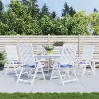 vidaXL "2026 Promotion" Gartenstuhl-Kissen 6 Stk. - Hohe Qualität - Blau & Weiß Gestreift 40x40x4cm Stoff - Gartenmöbelauflagen CC21933