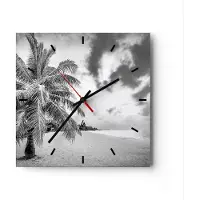 ARTTOR Wanduhr - Quadrat - Glasuhr - Monochrom Strand Wolken - 30x30cm - Schleichendes Uhrwerk - Lautlos - zum Aufhängen bereit - Dekoration Modern - Wanddekoration aus Glas - C3AC30x30-4677