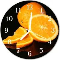 Tulup Glasuhr Wanduhr Küchenuhr Echt-Glas 30fi cm Orangen orange