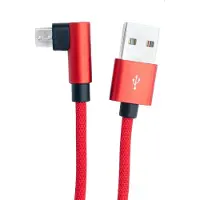 System-S USB 2.0 Kabel 100 cm Micro Stecker zu 2.0 A Stecker Winkel geflochten in Rot