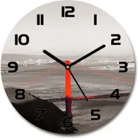 Tulup Wanduhr aus Glas 30fi Glasbild Glasuhr Gehärtetes Glas - schwarze-zeiger - San Francisco Bridge