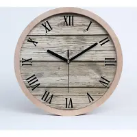 Tulup Holzuhr 30fi cm wanduhr - schwarze Spitzen - Holzuntergrund