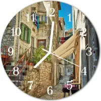 Tulup Glasuhr Wanduhr Küchenuhr Echt-Glas 30fi cm Gasse mehrfarbig