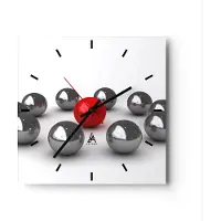 ARTTOR Wanduhr - Quadrat - Glasuhr - Grafiken Abstraktion Komposition - 30x30cm - Schleichendes Uhrwerk - Lautlos - zum Aufhängen bereit - Dekoration Modern - Wanddekoration aus Glas - C3AC30x30-1386