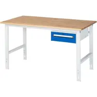 RAU Werkbank mit 1 Schublade - 150:1 - höhenverstellbar 760-1.080 mm - 1.500 x 800 mm (BxT) - Traglast 500 kg - Buche