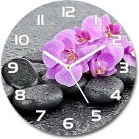 Tulup Wanduhr aus Glas 30fi Glasbild Glasuhr Gehärtetes Glas - weisse-zeiger - Orchids stones
