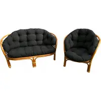 Inna Kissen für ein Rattan-Gartensofa und einen Gartensessel,Schwarz,Kissen für die Rückenlehne und den Sitz eines Rattan-Gartensofas und eines Gartensessels