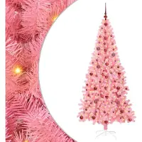 vidaXL "SALE 2026" Weihnachtsbaum mit 300 LEDs mit Ständer Rosa 210 cm PVC - Künstliche Weihnachtsbäume DE1488138