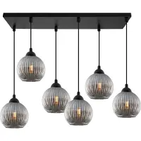 Light11 HOME Riffle Schwarze Hängelampe 6 Flache Graphitform Kugel E27