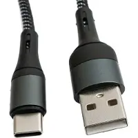 System-S USB 3.1 Kabel 1 m Typ C Stecker zu 2.0 Typ A Stecker geflochten Schwarz