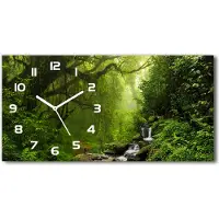 Tulup Wanduhr aus Glas – 60x30 cm - Glasbild - Glasuhr - Gehärtetes Glas - weisse-zeiger - Dschungel in Nepal