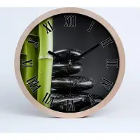 Tulup Holzuhr 30fi cm wanduhr - schwarze Spitzen - Bambus