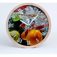 Tulup Holzuhr 20fi cm wanduhr - weiße Spitzen - Früchte unter Wasser