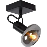 Licht-Erlebnisse Spot Metall Rauchglas verstellbar B: 9 cm Schwarz Rauchgrau E14 Retro Design Lampe