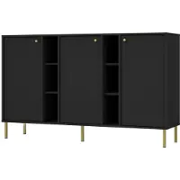 Masseno Kommode TORINO 158 cm Sideboard mit 3 Türen für Wohnzimmer Schlafzimmer Modern 158x41x95 cm Graphitfarben / Graphitfarben