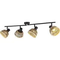 Licht-Erlebnisse Deckenstrahler Metall Holz verstellbar Schwarz Natur E14 4-flammig länglich Modern