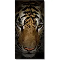 Tulup Wanduhr aus Glas – 30x60 cm - Glasbild - Glasuhr - Gehärtetes Glas -Tiger