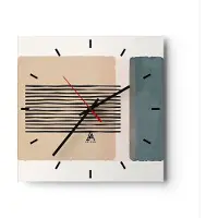 ARTTOR Wanduhr - Quadrat - Glasuhr - Abstraktion Grafik Linien - 30x30cm - Schleichendes Uhrwerk - Lautlos - zum Aufhängen bereit - Dekoration Modern - Wanddekoration aus Glas - C3AC30x30-5034