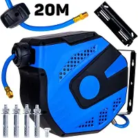 GEKO | Automatik Druckluftschlauch Aufroller, 20m, 8x12mm, Schlauchaufroller, Wandhalterung, Schlauchtrommel, Wandschlauchhalter, Schlauchaufroller, Druckluftschlauch-trommel