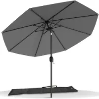VOUNOT Sonnenschirm für Balkon, 270 cm, Knickbarer Balkonschirm mit Schutzhülle, Grau