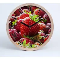 Tulup Holzuhr 30fi cm wanduhr - schwarze Spitzen - Erdbeeren