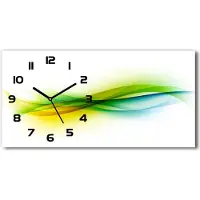 Tulup Wanduhr aus Glas – 60x30 cm - Glasbild - Glasuhr - Gehärtetes Glas - schwarze-zeiger - Wellen Abstraktion