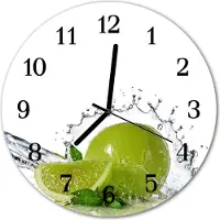 Tulup Glasuhr Wanduhr Küchenuhr Echt-Glas 30fi cm Limette Wasser grün