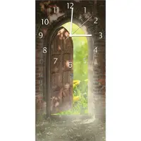 Wallario Design Wanduhr Offene Pforte aus Echtglas, Größe 30 x 60 cm