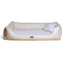 Tierlando MADDOX VIP Orthopädisches Hundebett VISCO Velours Kunstleder S - XXL - Größe: 120x85cm | Farbe: 05 Creme