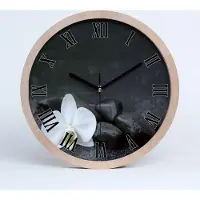 Tulup Holzuhr 20fi cm wanduhr - schwarze Spitzen - Orchidee