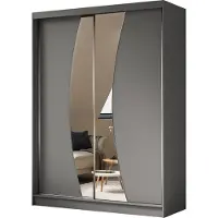 Masseno Schiebetürenschrank VOCE 160 cm Kleiderschrank Schlafzimmer Schrank 2-türig mit Spiegel Grau