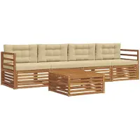 vidaXL Outdoor-Sofagarnitur 5 Stk. Natur und Beige
