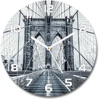 Tulup Wanduhr aus Glas 30fi Glasbild Glasuhr Gehärtetes Glas - weisse-zeiger - Brooklyn Bridge