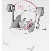 Markenlos tragbare Babyschaukel und Babywippe, Flora das Einhorn - 6 Schaukelgeschwindigkeiten, 3 Zeitschaltuhreinstellungen, 12 beruhigende Melodien, für Neugeborene von 0-9 Monaten, bis 9 kg, Rosa
