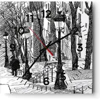 ARTTOR Wanduhr - Quadrat - Glasuhr - Straße Grafiken - 30x30cm - Schleichendes Uhrwerk - Lautlos - zum Aufhängen bereit - Dekoration Modern - Wanddekoration aus Glas - C4AC30x30-3568