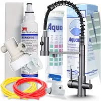 ARI 3-Wege Küchenarmatur Graphit Anthrazit mit 3M AP2-C405-SG Trinkwasserfilter Untertisch Wasserfiltersystem Küche