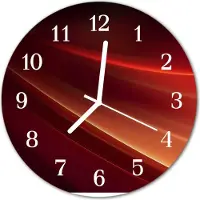 Tulup Glasuhr Wanduhr Küchenuhr Echt-Glas 30fi cm Abstraktes schwarz orange